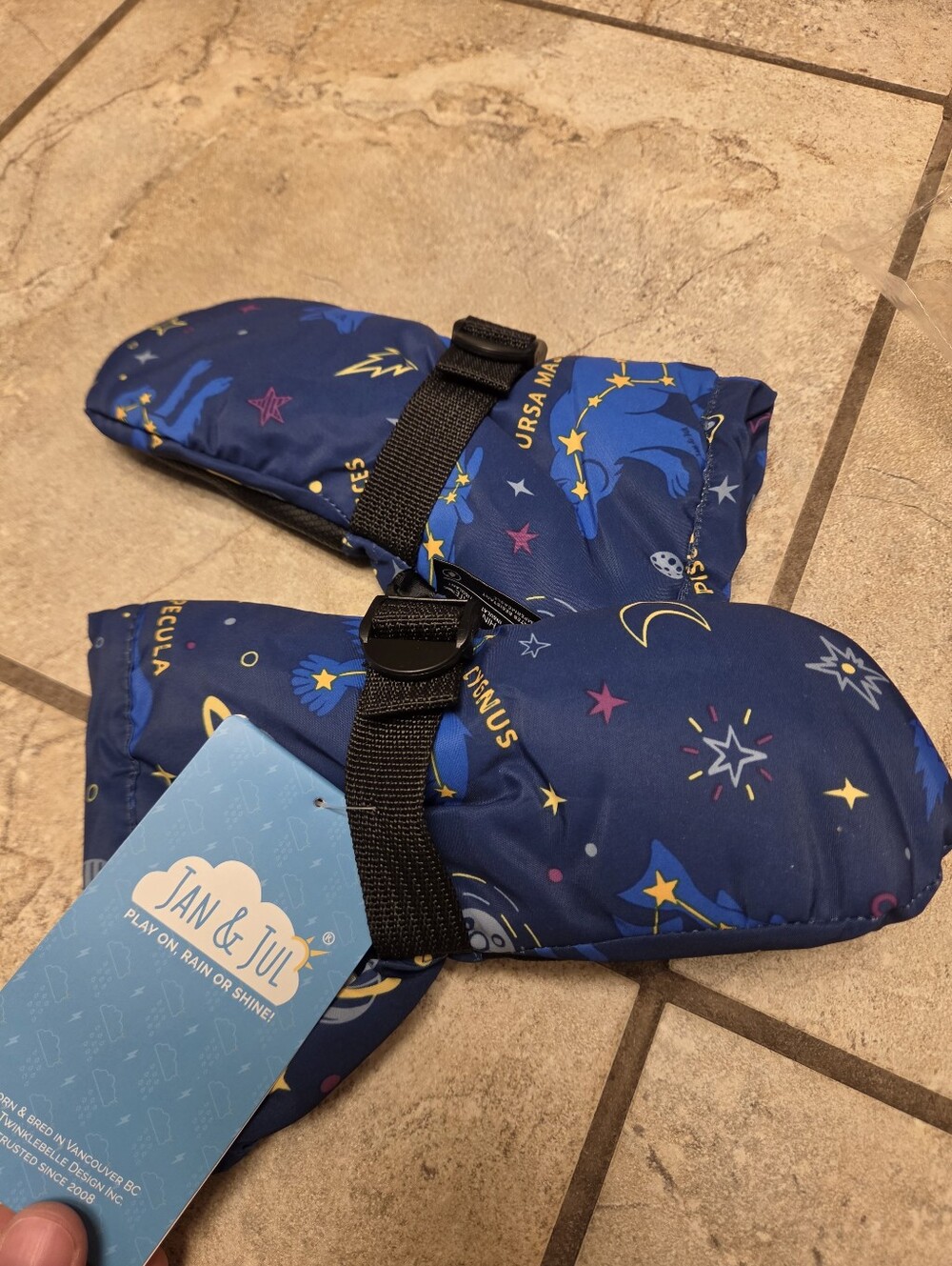 Jan & Jul Kids' Navy Blue Starry Mittens
